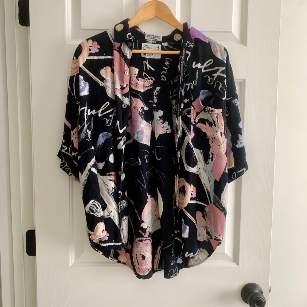 GOOUCH Short Sleeve Graphic Button Up L